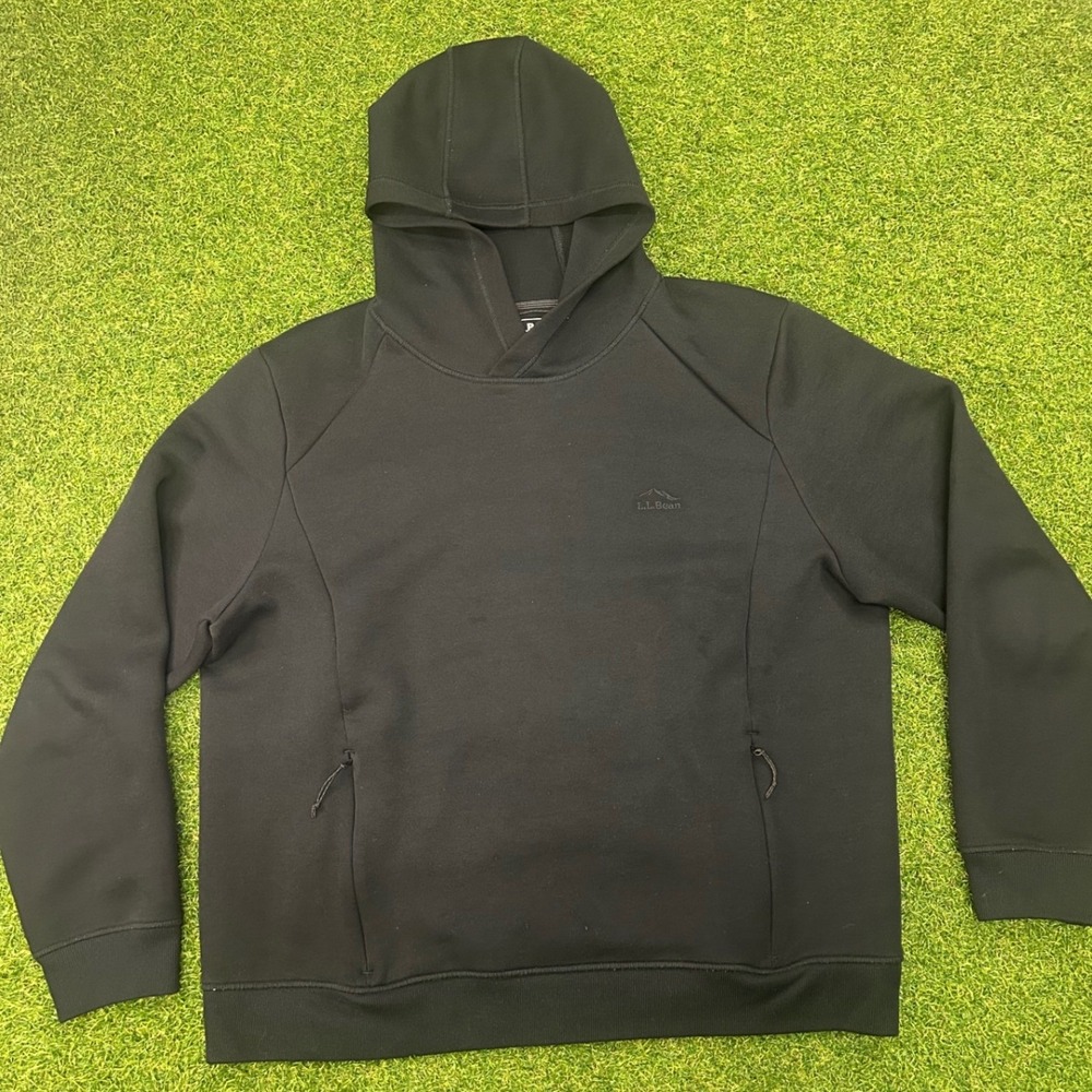 LL Bean Mens Slightly Fitted Hoodie Black Pullover 524835 Large Regular - Picture 1 of 6